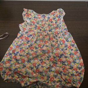 Floral Baby Bubble Romper in Coral, Blue & Yellow
